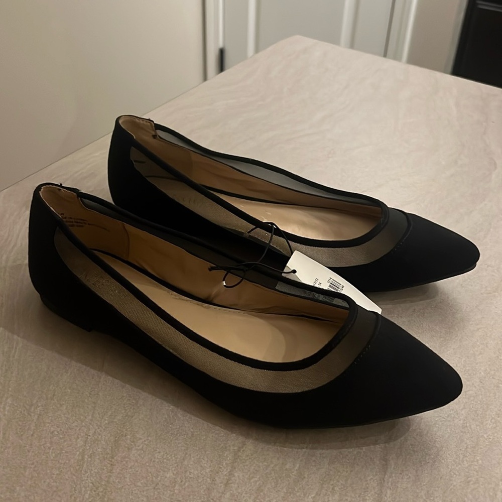 Lane Bryant Black Flats with Mesh Detail